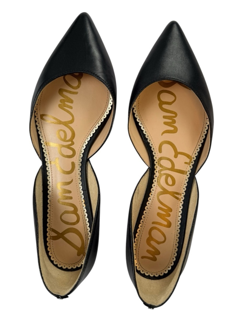 Sam Edelman Rodney Black Leather D’Orsay Pointed Toe Flats Size 8.5